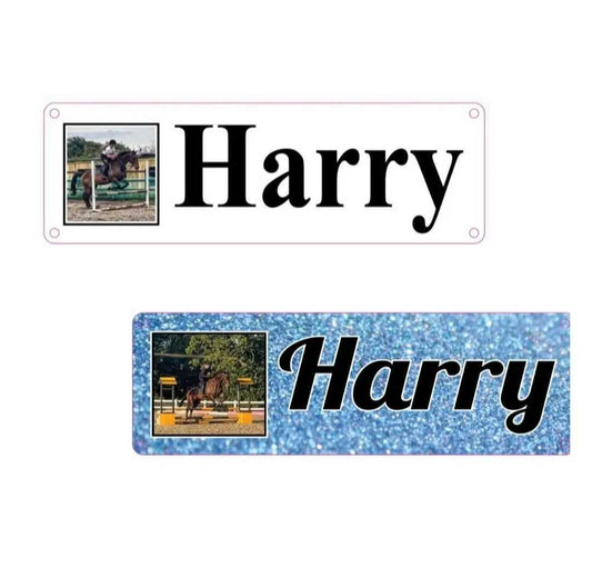 Photo Make your own design Horse Stable Name Sign-you choose, colours, text style, logo AND add your own horses image!