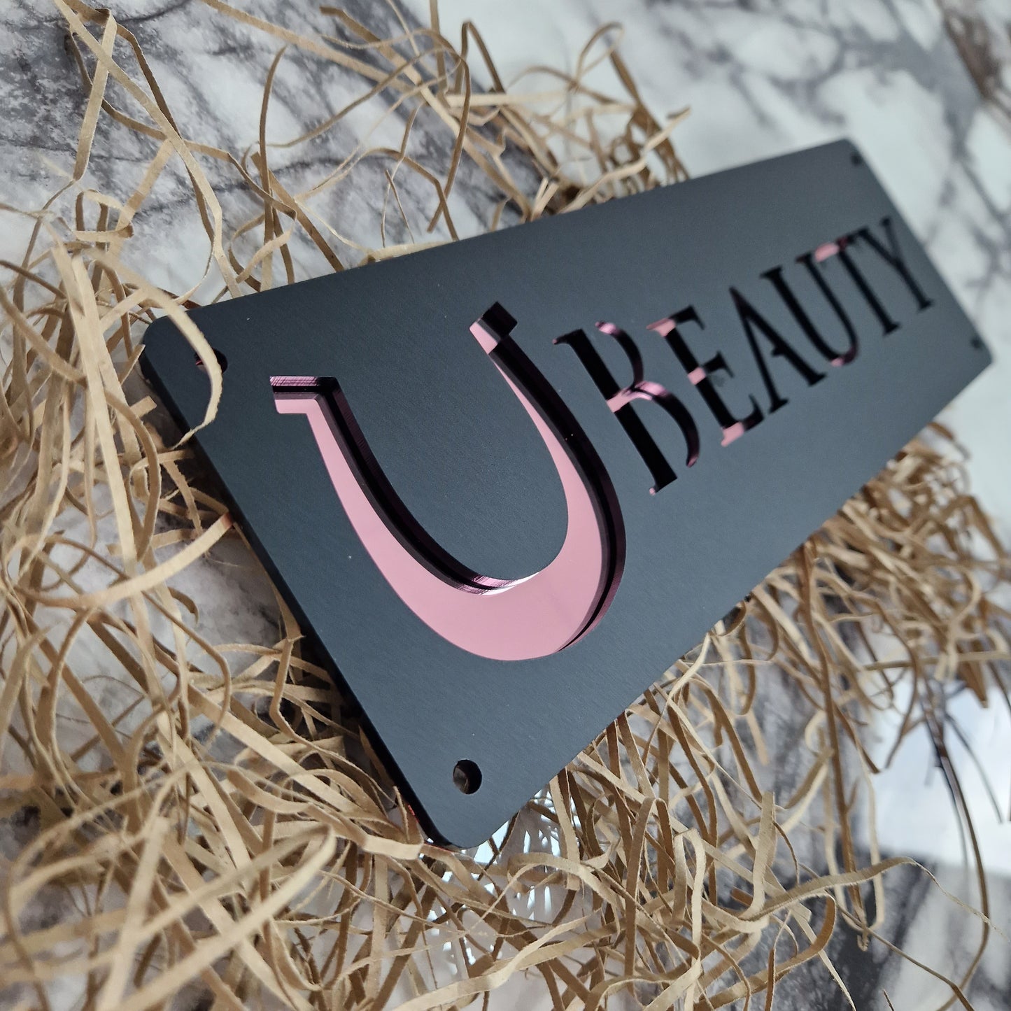 Black and Rose Gold Mirror Laser Horse Stable Personalised Sign