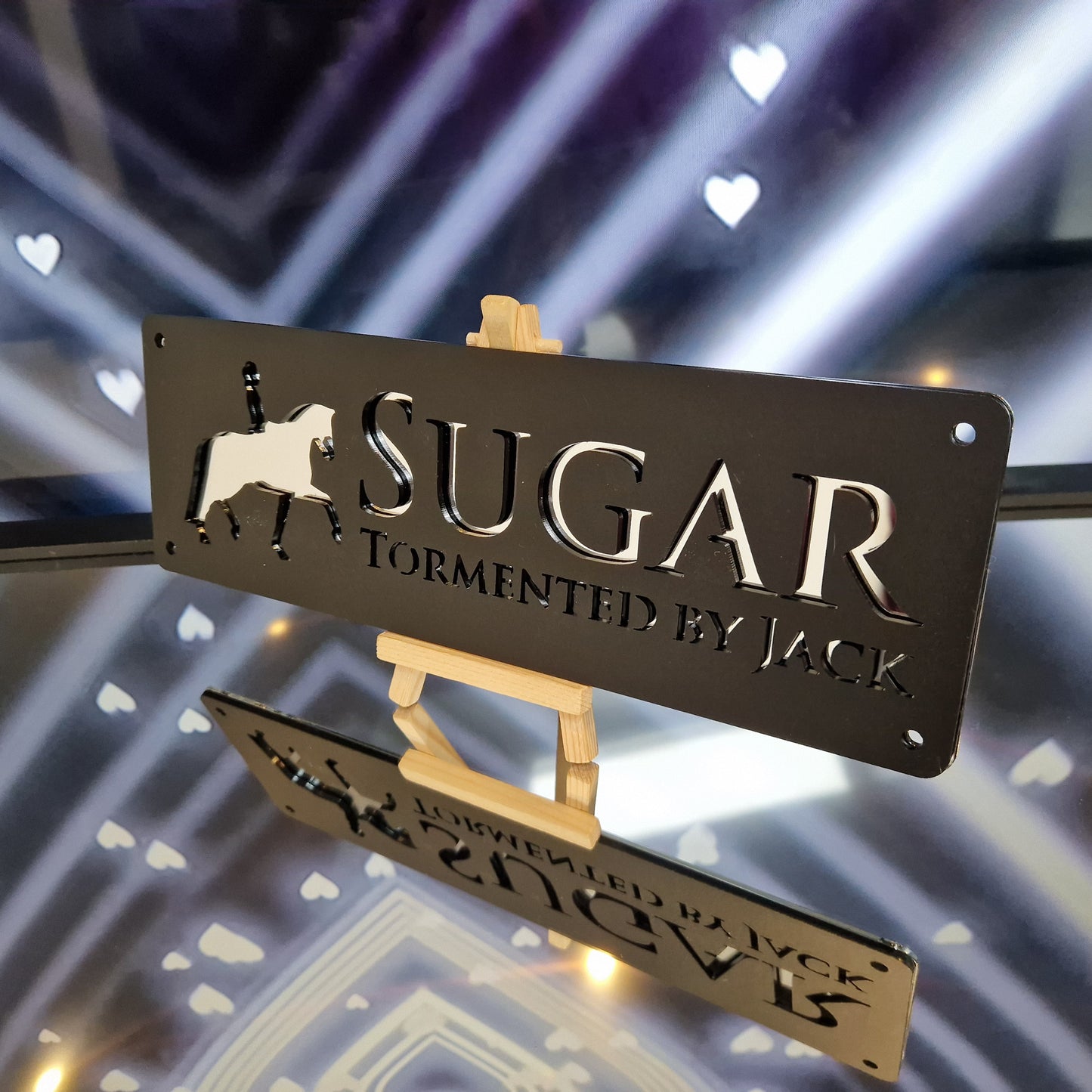Black and Silver Mirror Laser Horse Stable Personalised Sign