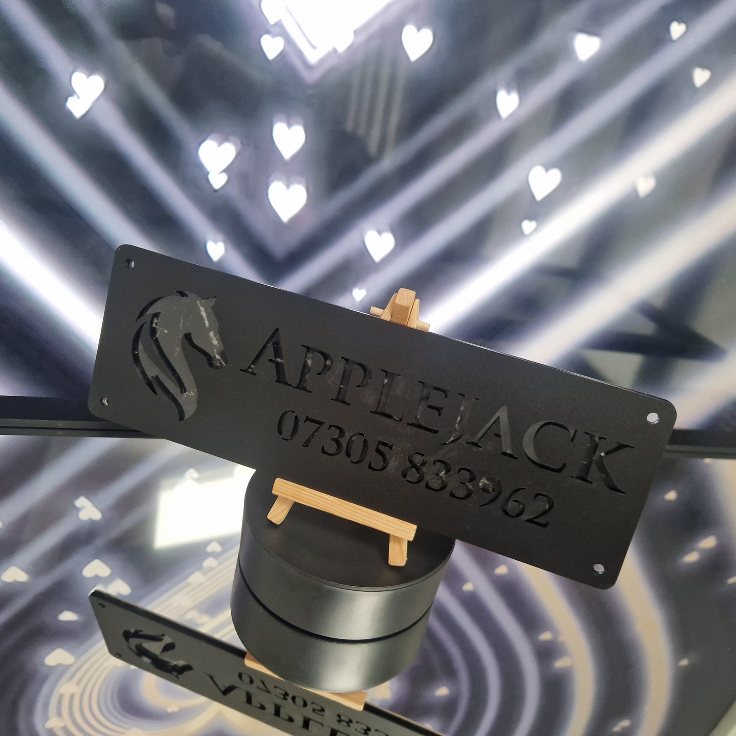 Black and Black Marble Laser Horse Stable Personalised Sign