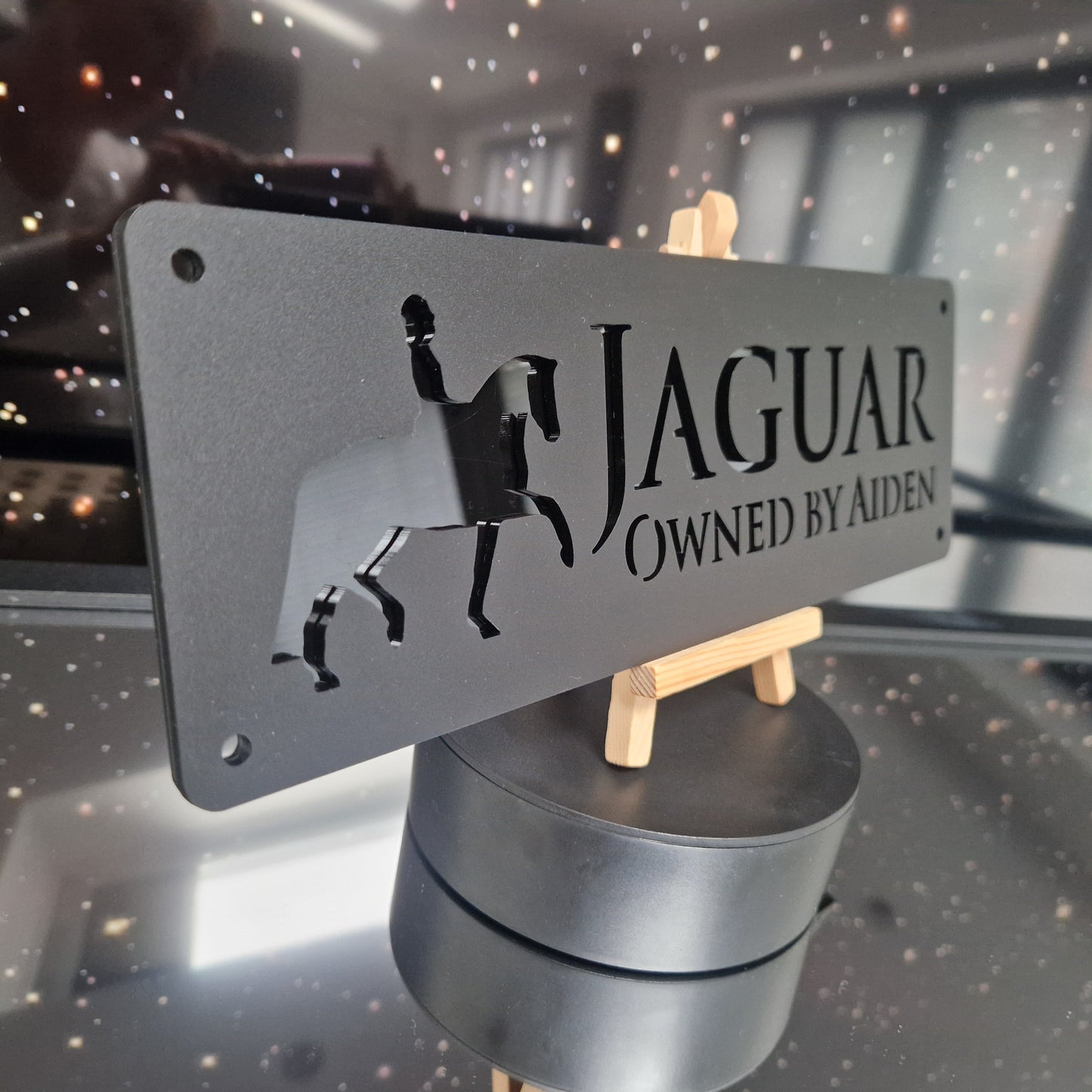 Black and Gloss Black Laser Horse Stable Personalised Sign