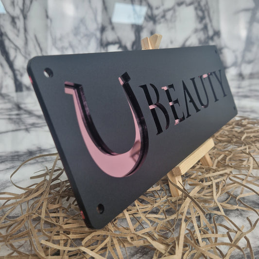 Black and Rose Gold Mirror Laser Horse Stable Personalised Sign