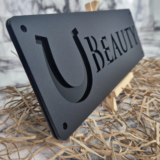 Black and Gloss Black Laser Horse Stable Personalised Sign