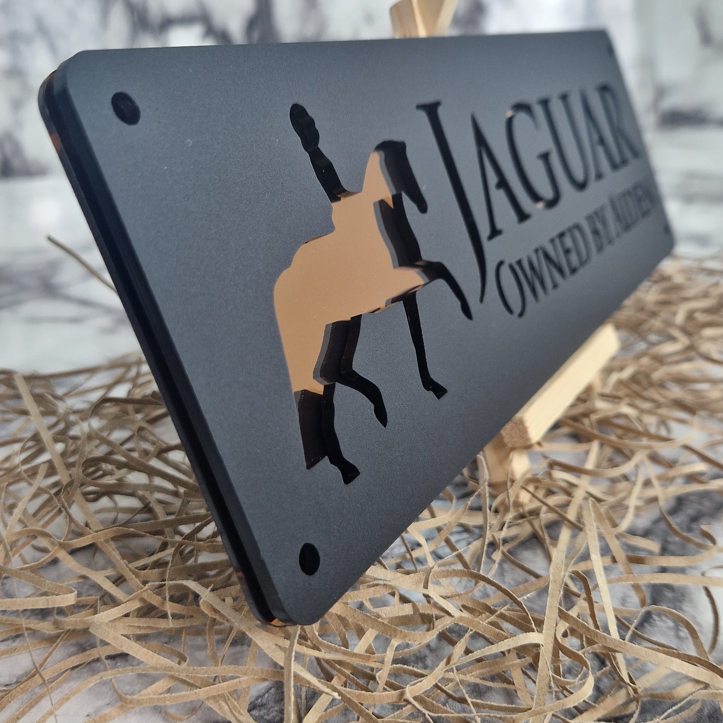 Black and Copper Mirror Laser Horse Stable Personalised Sign