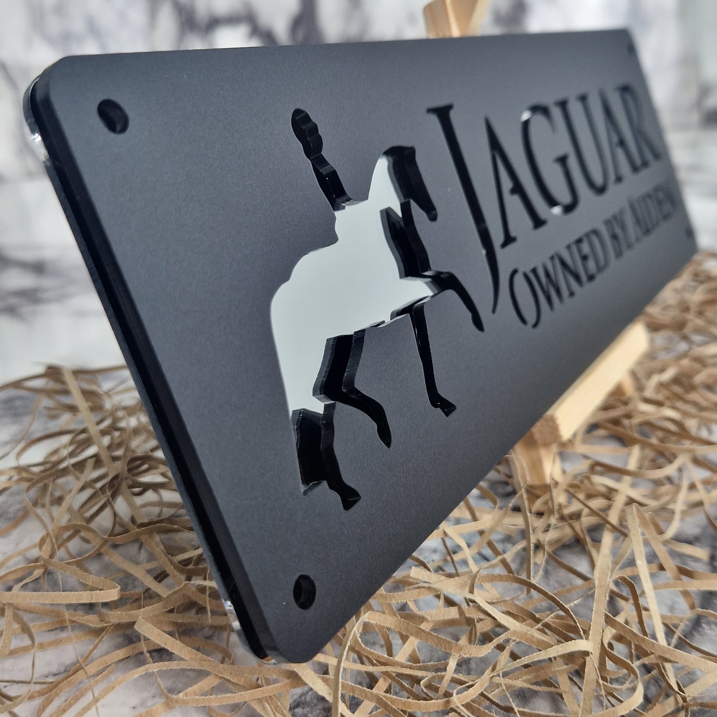 Black and Silver Mirror Laser Horse Stable Personalised Sign