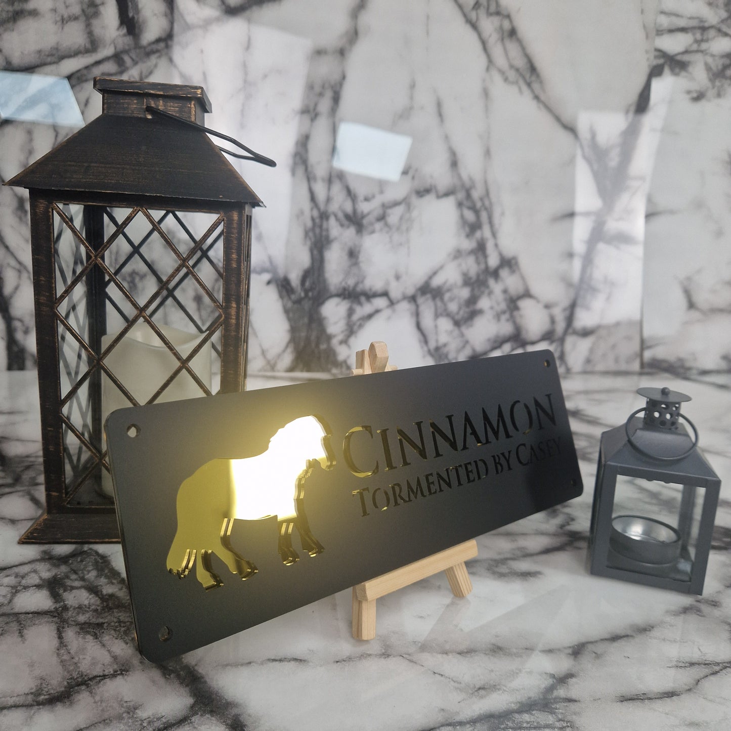 Black and Gold Mirror Laser Horse Stable Personalised Sign