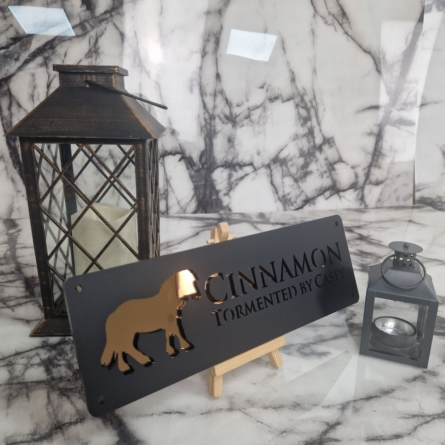 Black and Copper Mirror Laser Horse Stable Personalised Sign