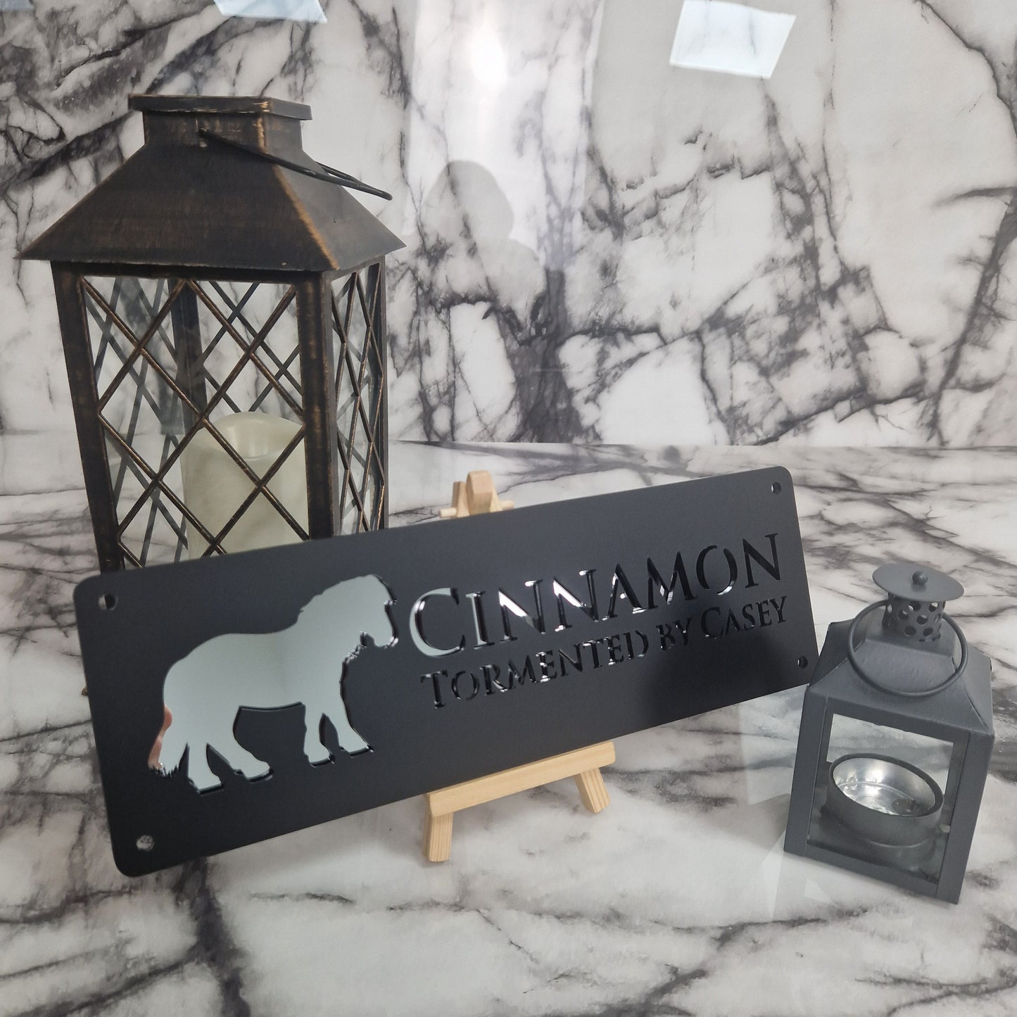 Black and Silver Mirror Laser Horse Stable Personalised Sign