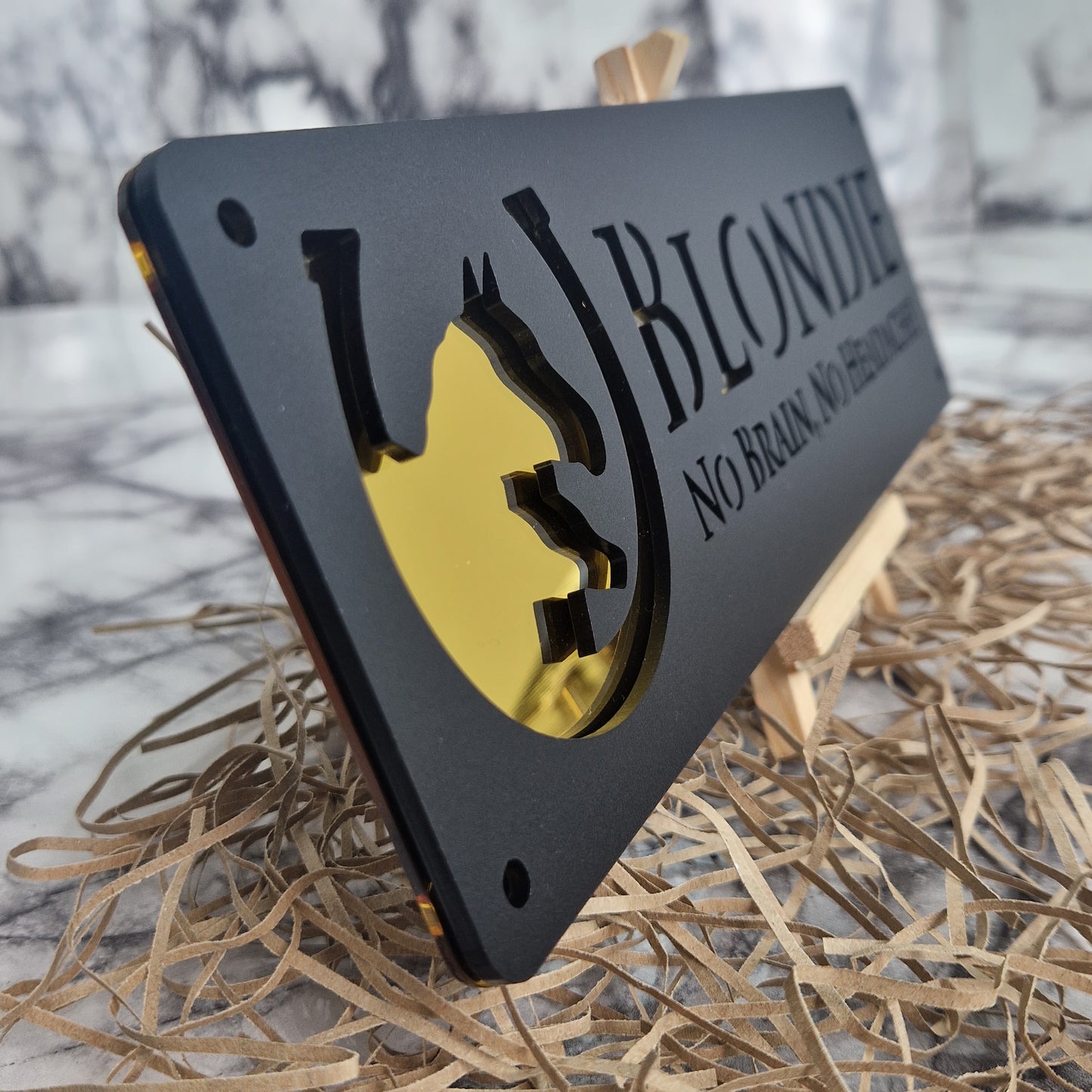 Black and Gold Mirror Laser Horse Stable Personalised Sign