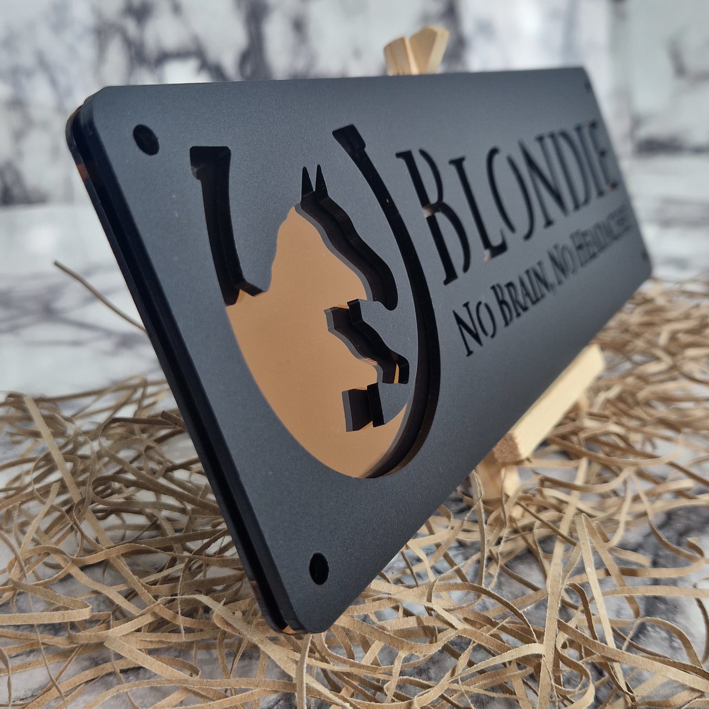 Black and Copper Mirror Laser Horse Stable Personalised Sign