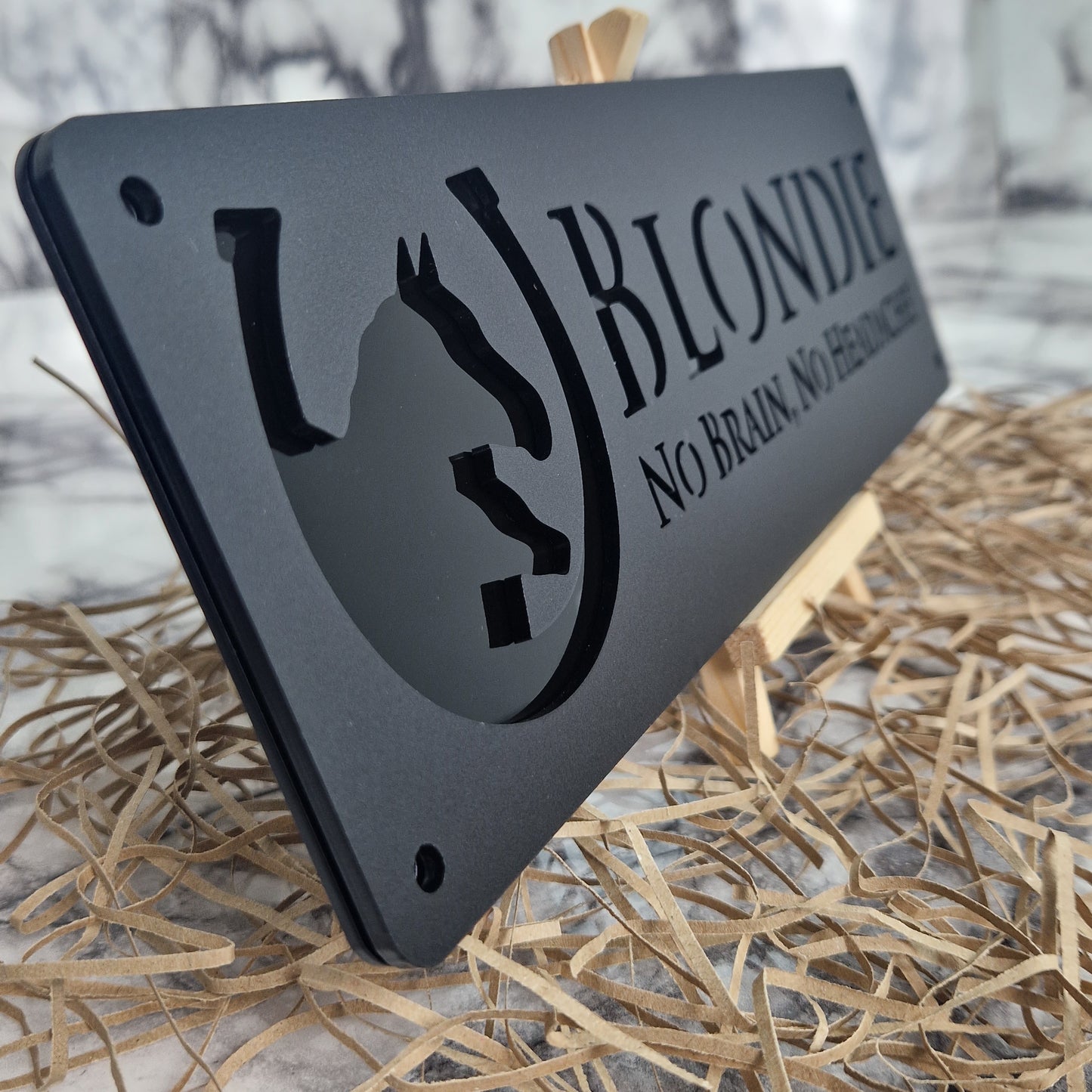 Black and Gloss Black Laser Horse Stable Personalised Sign