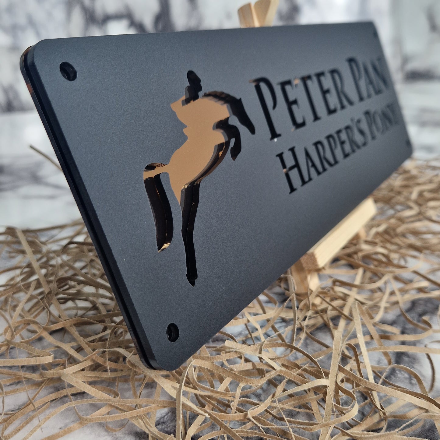 Black and Copper Mirror Laser Horse Stable Personalised Sign