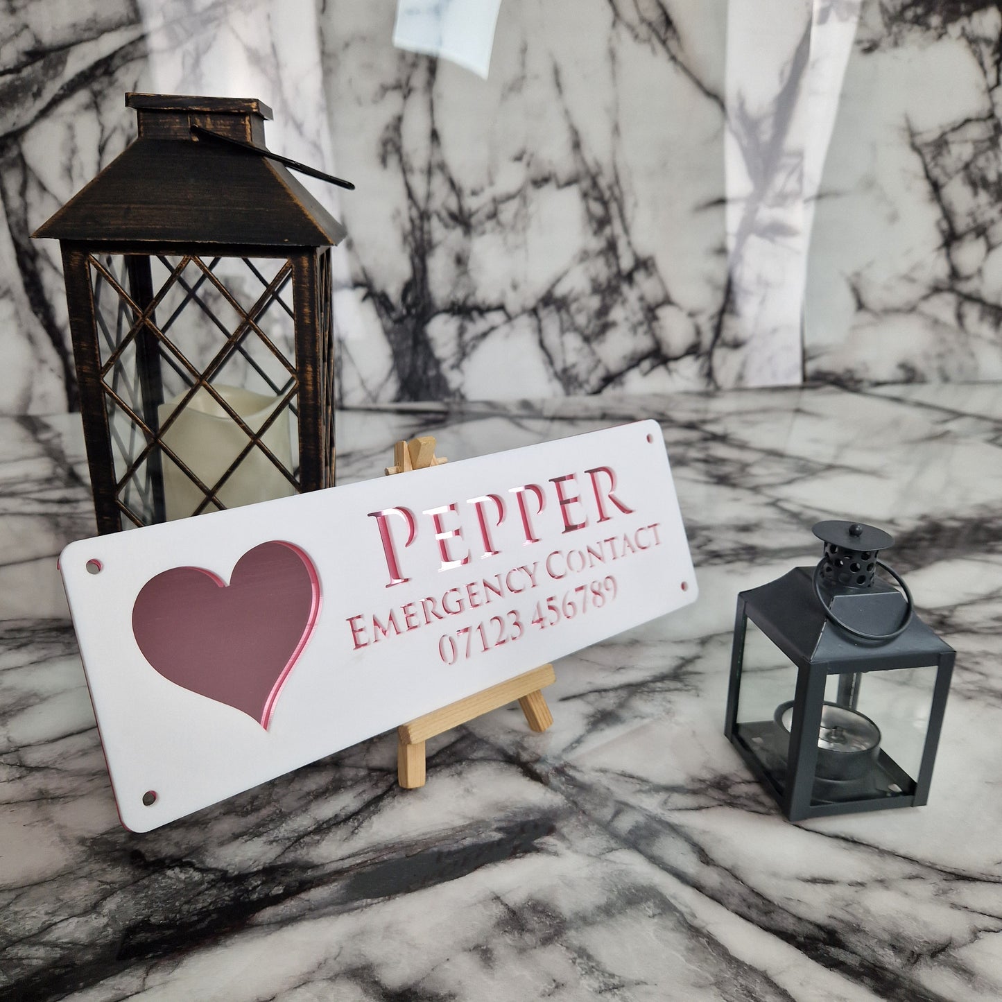 White and Rose Gold Mirror Laser Horse Stable Personalised Sign