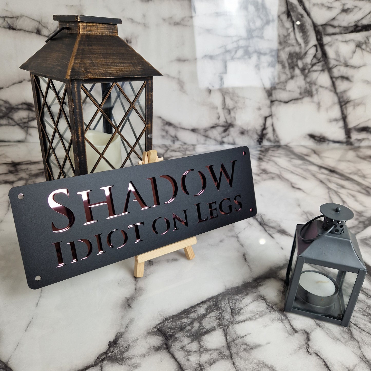 Black and Rose Gold Mirror Laser Horse Stable Personalised Sign