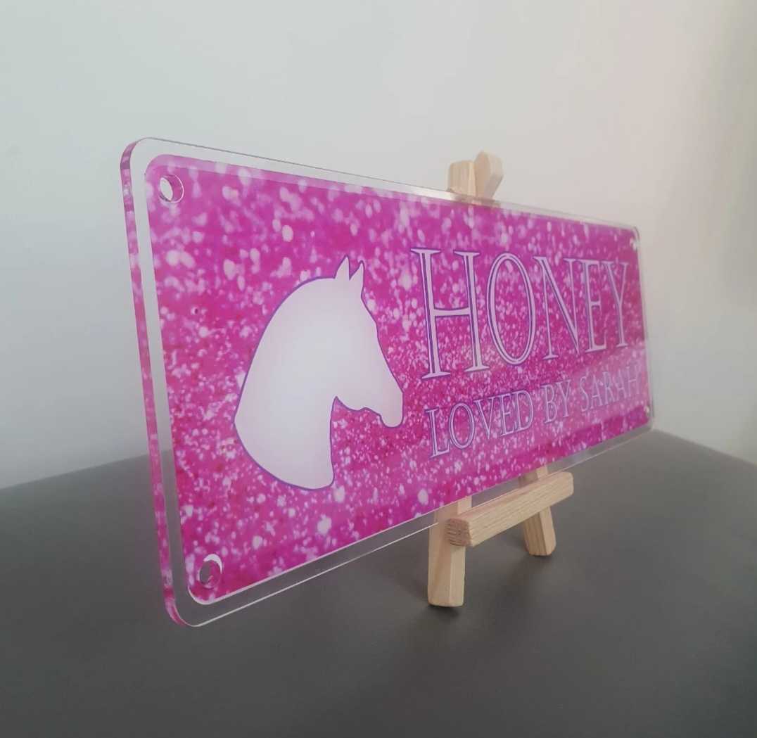 Honey Design Pink Glitter Style Background with White Text