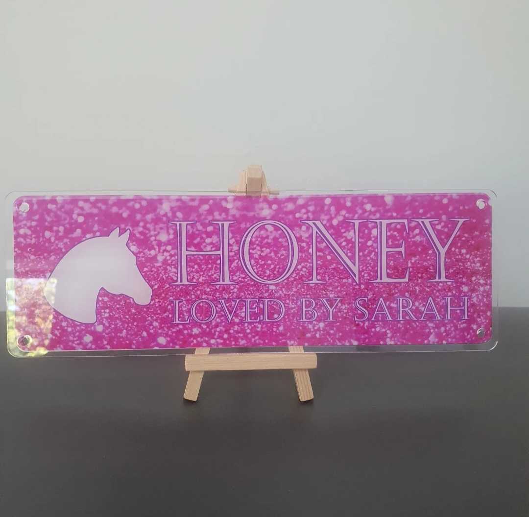 Honey Design Pink Glitter Style Background with White Text