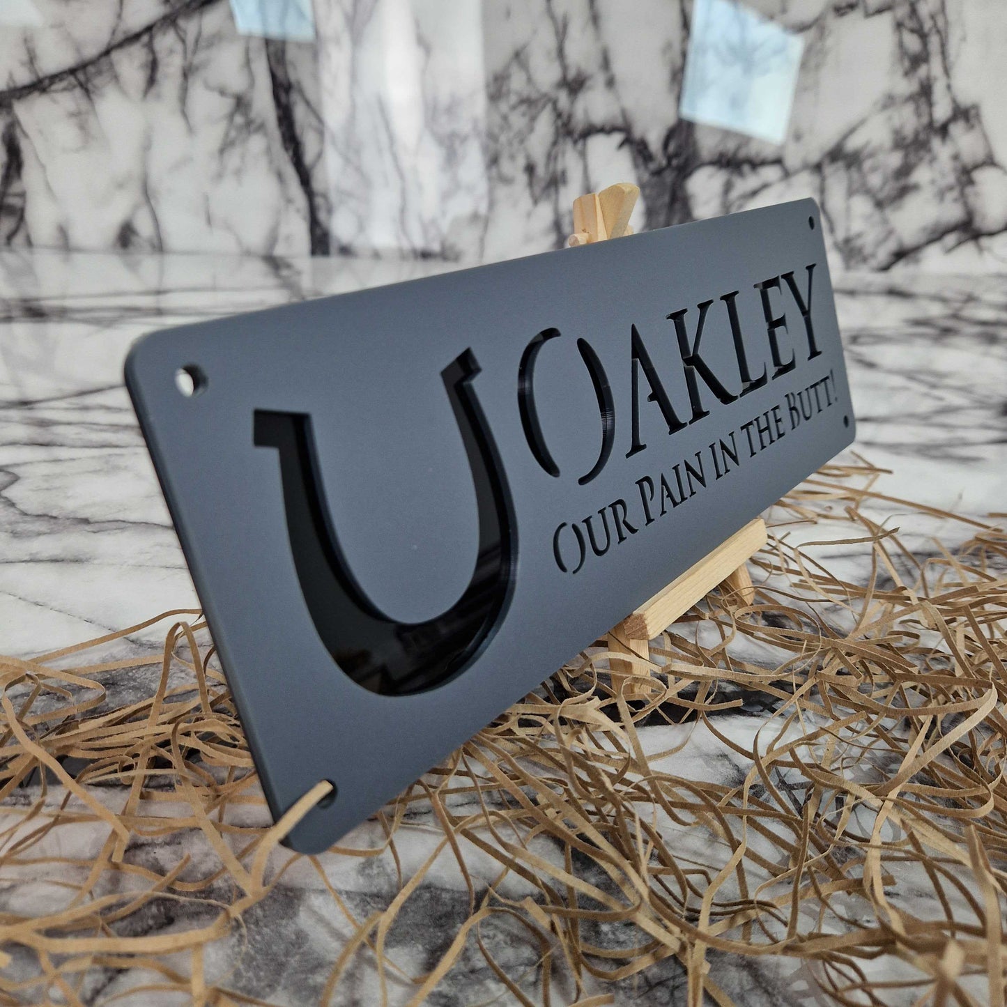 Matt Black and Anthracite Laser Horse Stable Personalised Sign