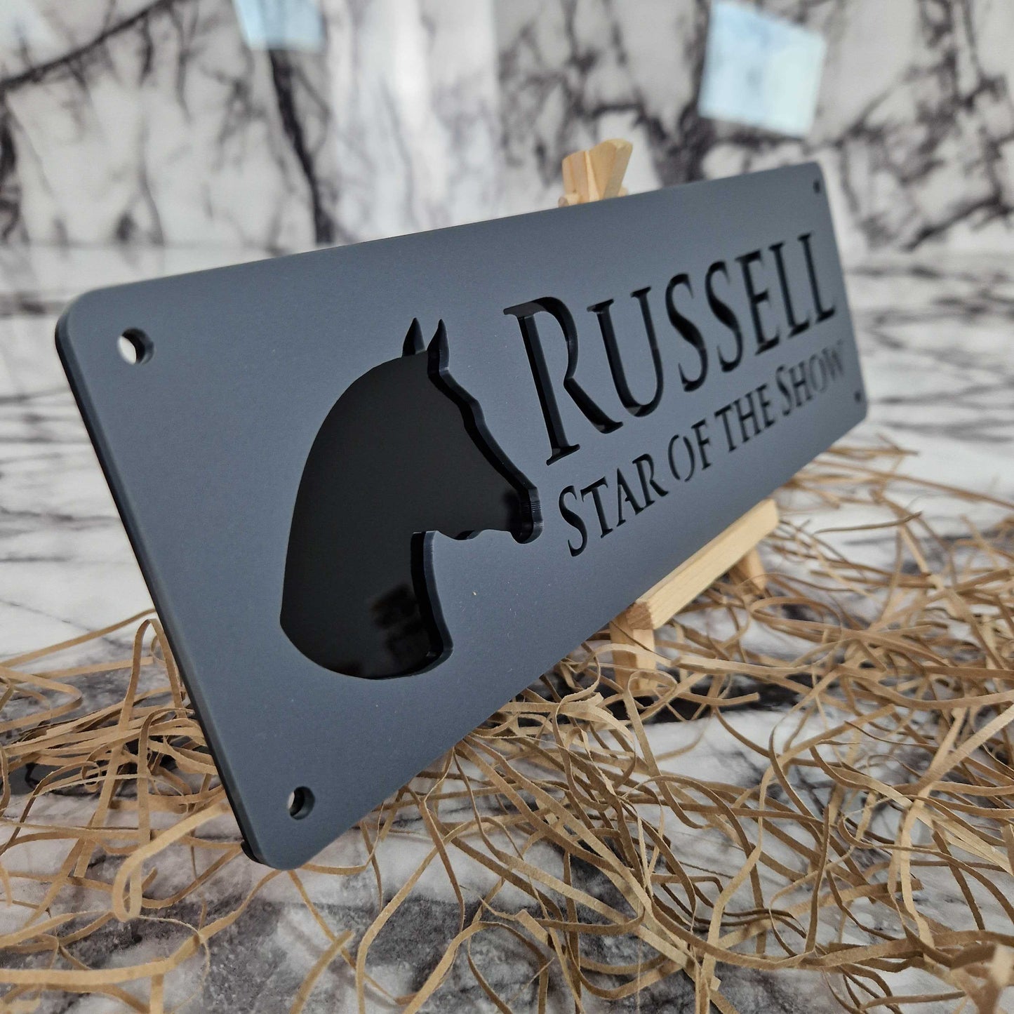 Matt Black and Anthracite Laser Horse Stable Personalised Sign