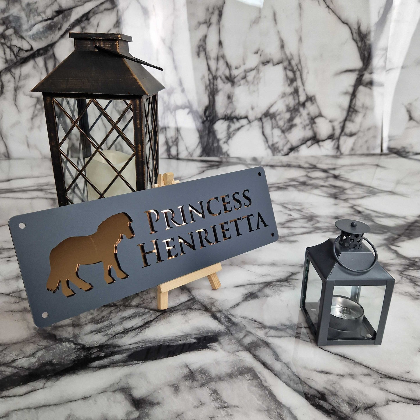 Anthracite and Copper Mirror Laser Horse Stable Personalised Sign