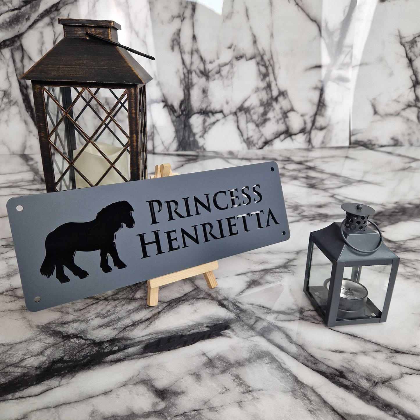 Matt Black and Anthracite Laser Horse Stable Personalised Sign