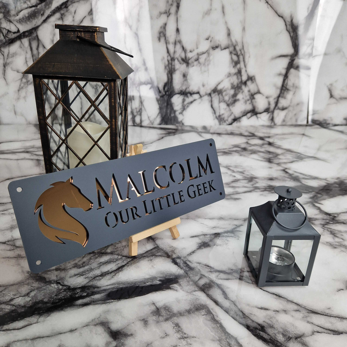 Anthracite and Copper Mirror Laser Horse Stable Personalised Sign