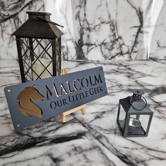 Anthracite and Copper Mirror Laser Horse Stable Personalised Sign