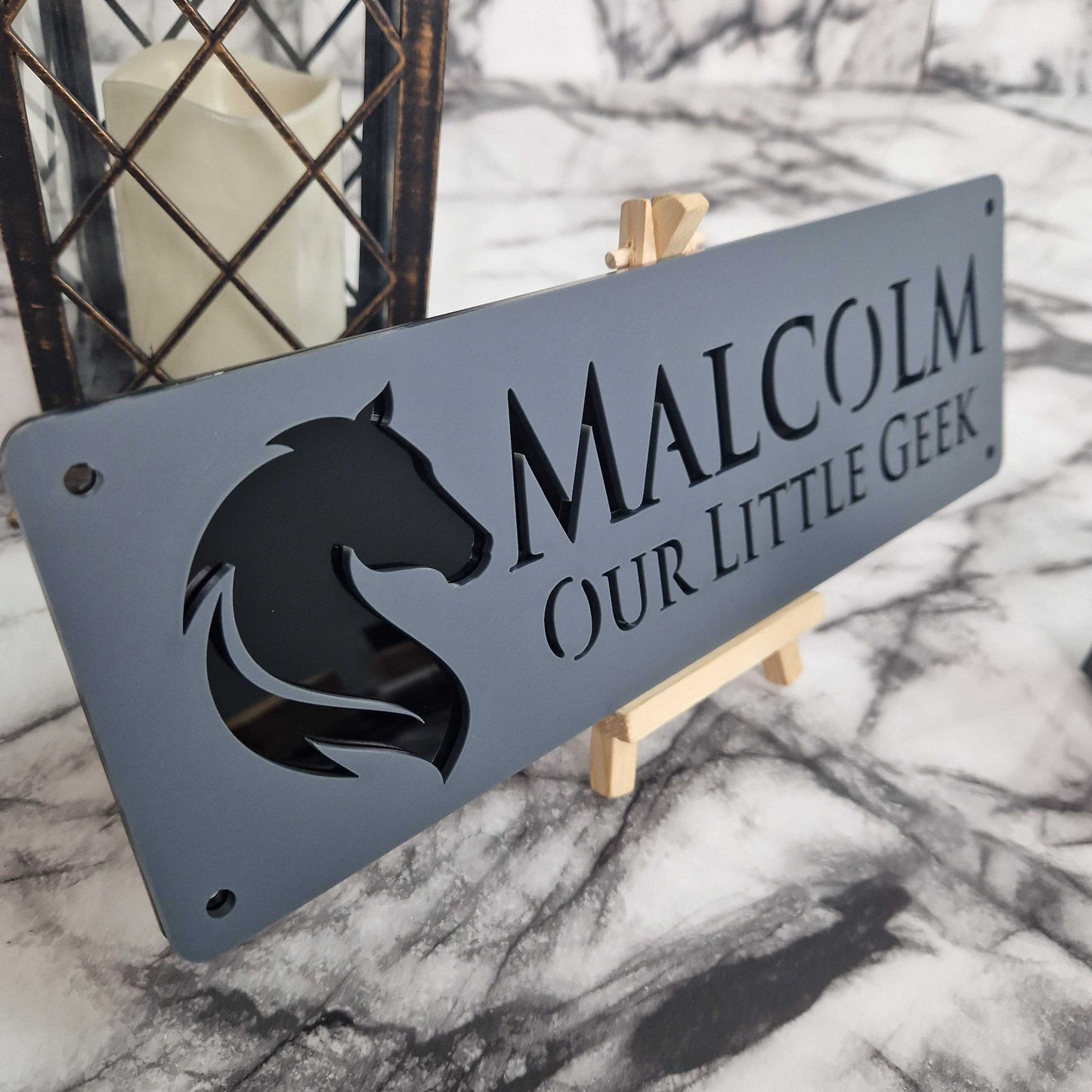 Matt Black and Anthracite Laser Horse Stable Personalised Sign