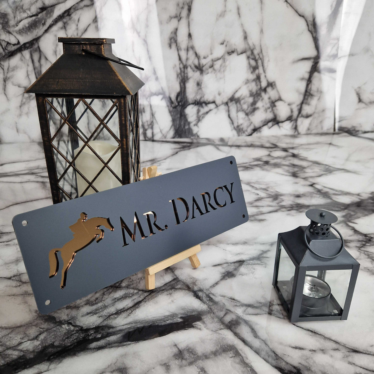 Anthracite and Copper Mirror Laser Horse Stable Personalised Sign