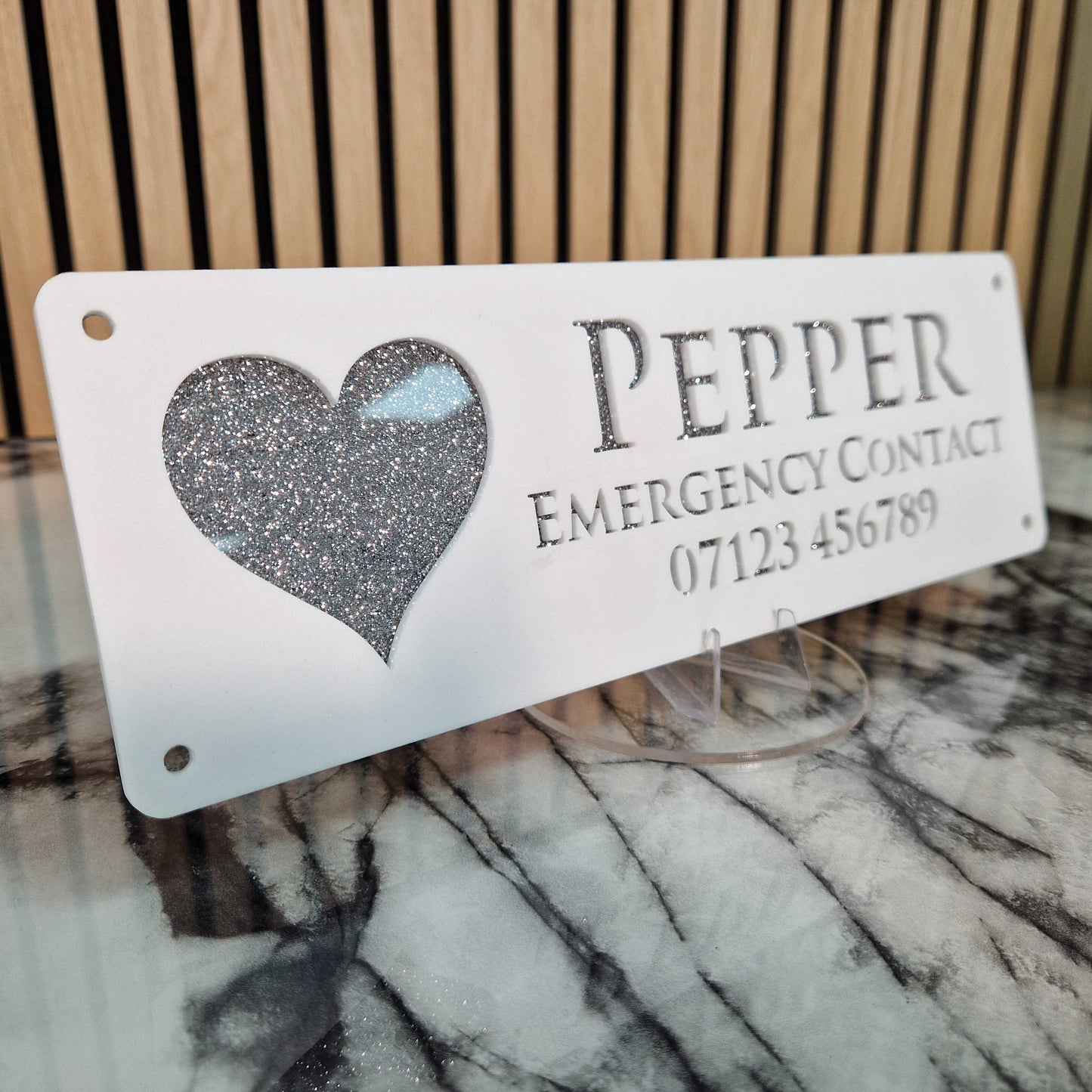White and Silver Glitter Effect Laser Horse Stable Personalised Sign