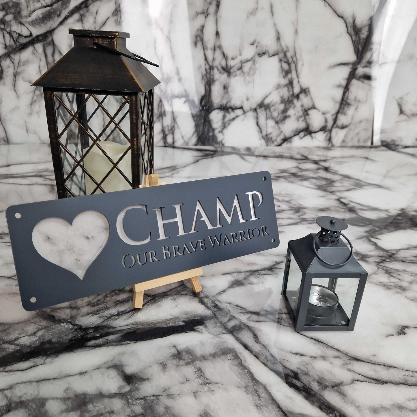 Matt Black and White Marble Effect Laser Horse Stable Personalised Sign