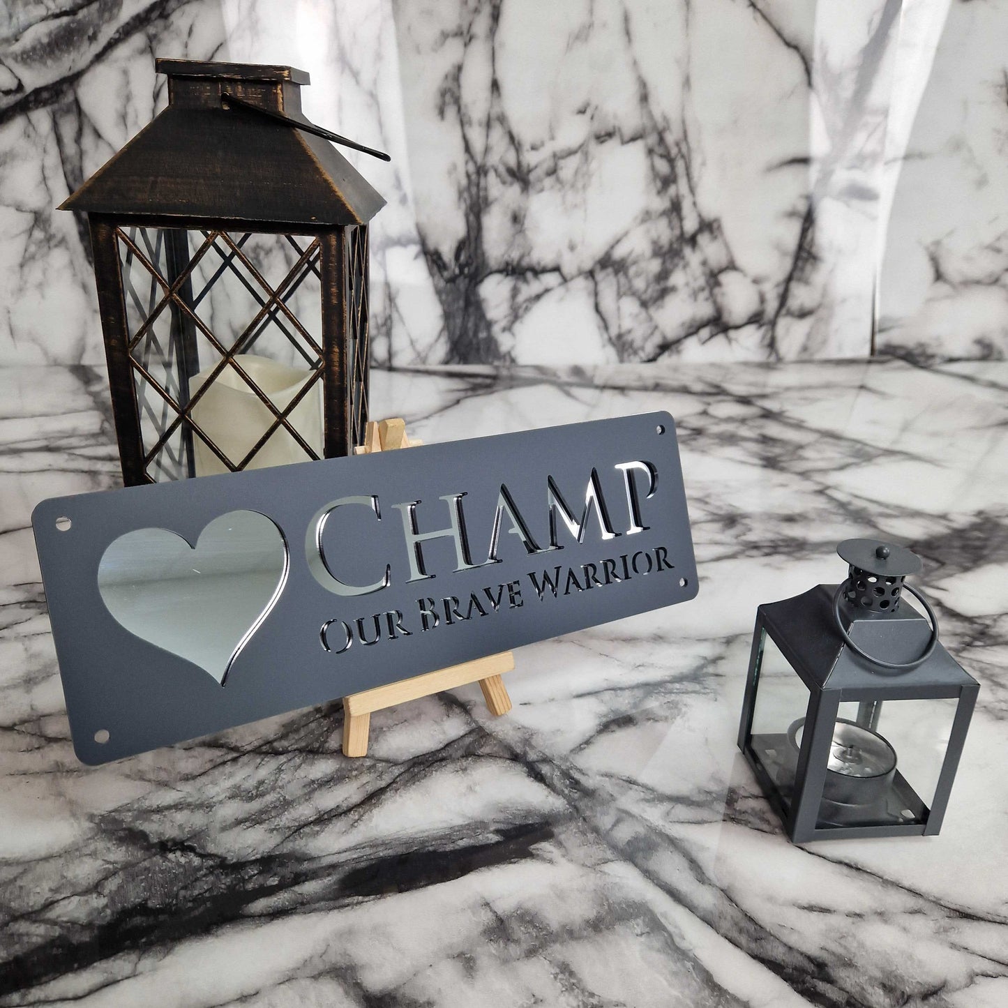 Anthracite Grey and Silver Mirror Laser Horse Stable Personalised Sign