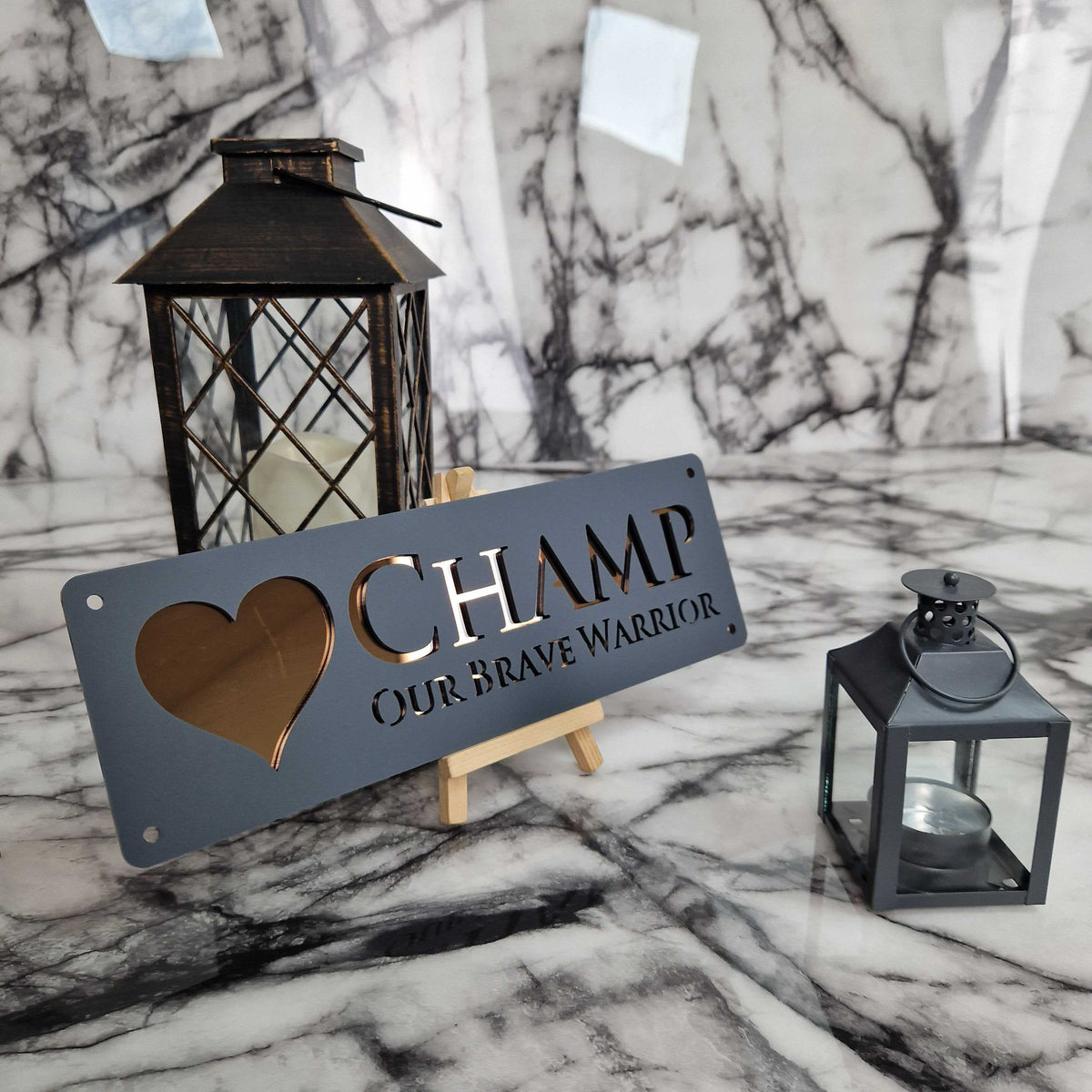 Anthracite and Copper Mirror Laser Horse Stable Personalised Sign