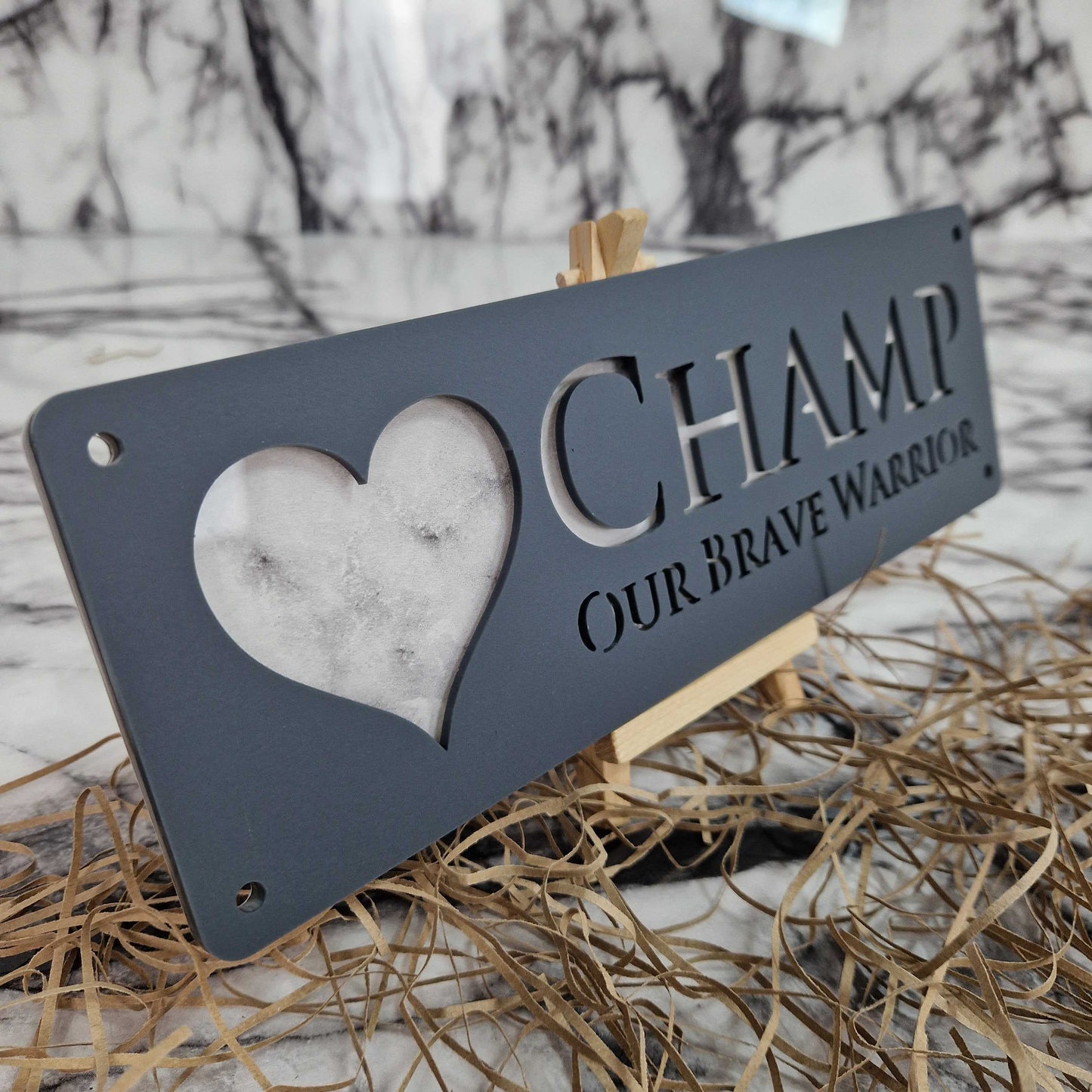 Matt Black and White Marble Effect Laser Horse Stable Personalised Sign