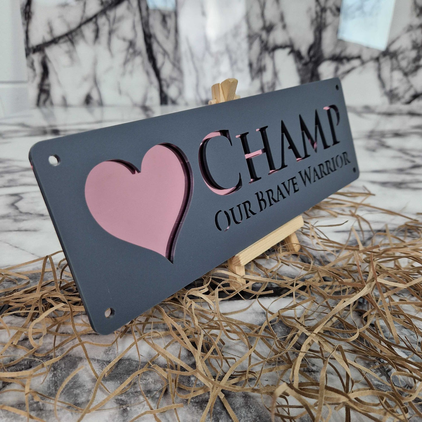 Anthracite Grey and Rose Gold Mirror Effect Laser Horse Stable Personalised Sign