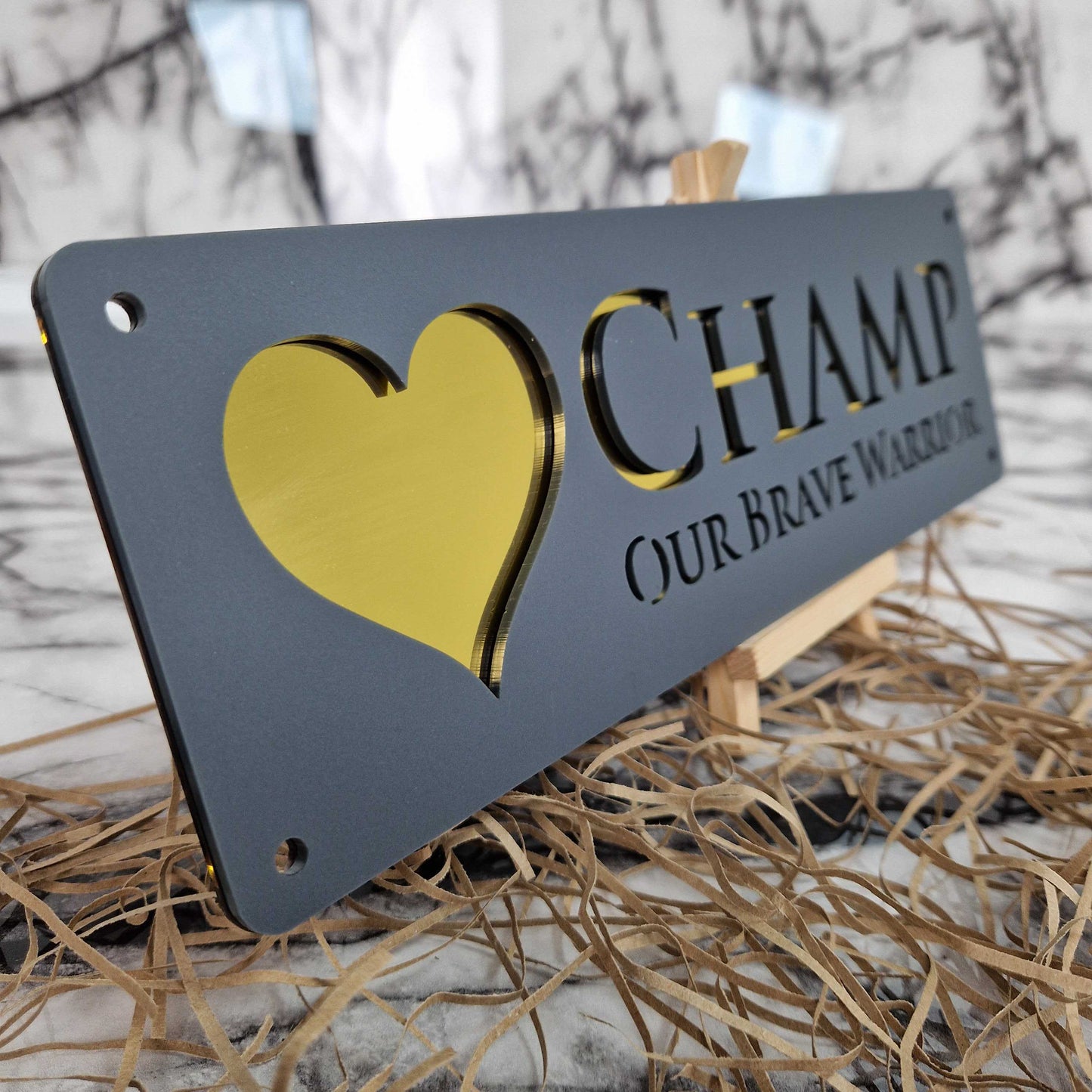Anthracite Grey and Gold Mirror Effect Laser Horse Stable Personalised Sign