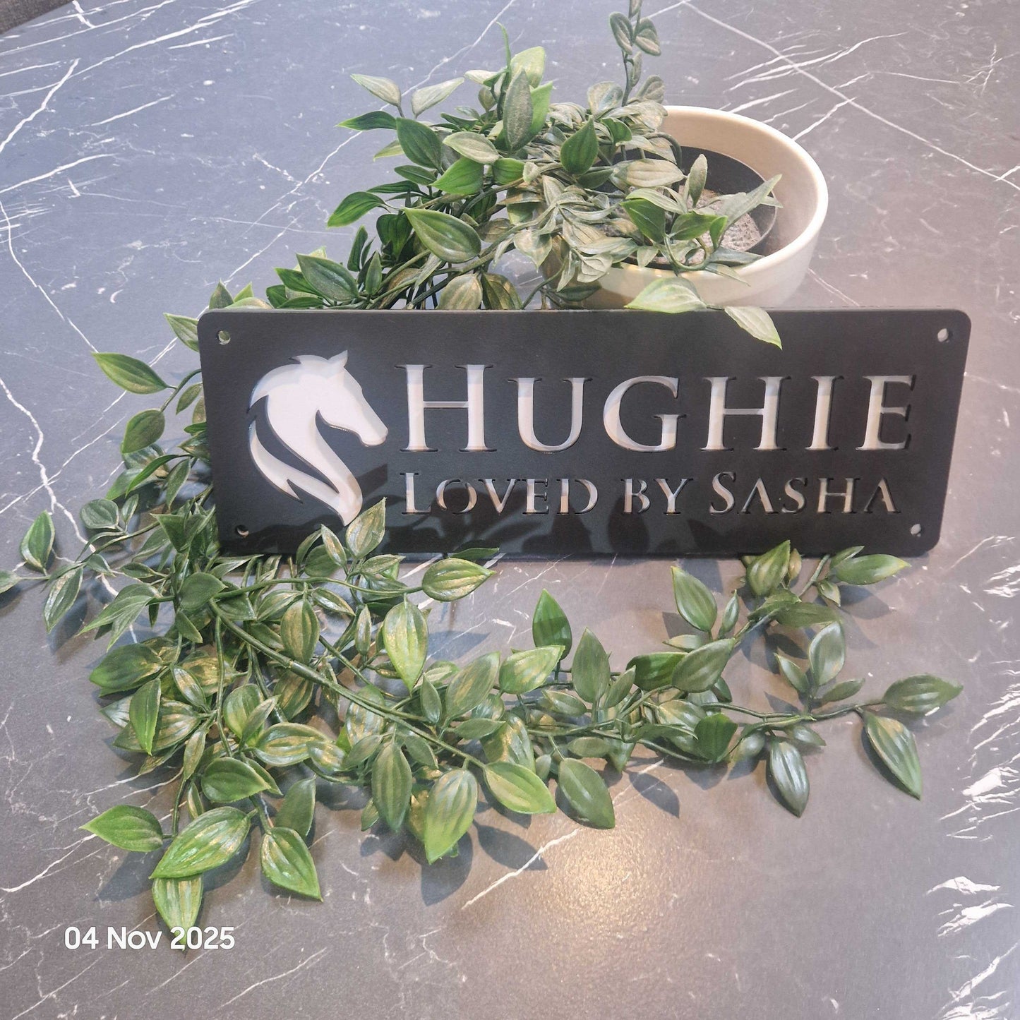 Personalise Your Laser Horse Stable Sign with ALL New Colour options! Black front!