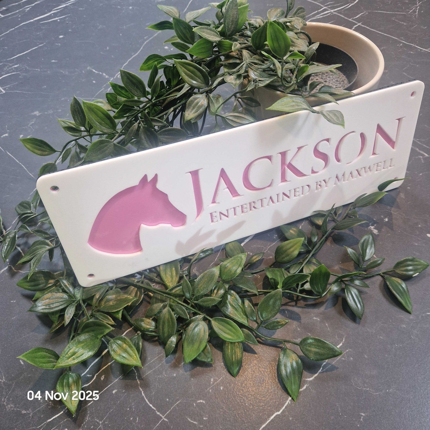 Personalise Your Laser Horse Stable Sign with ALL New Colour options! WHITE front!
