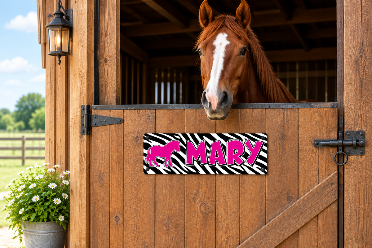 Black and White Zebra Design with Pink writing
