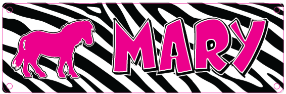 Black and White Zebra Design with Pink writing