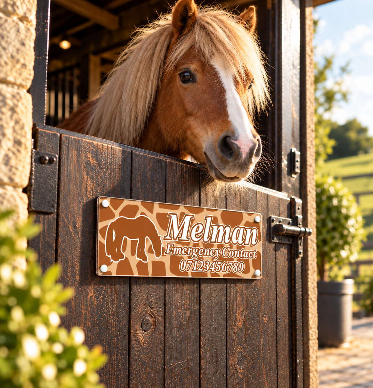 Horse Stable Name sign with Giraffe Design