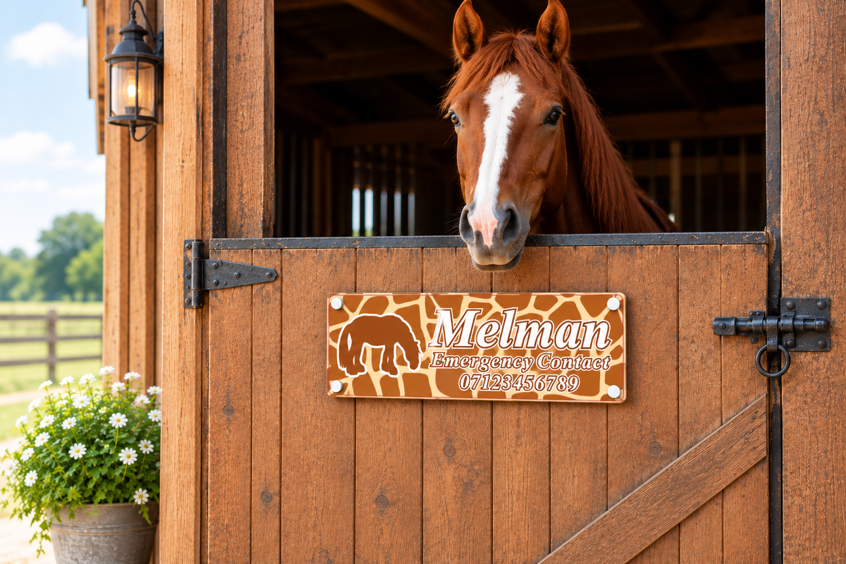 Horse Stable Name sign with Giraffe Design