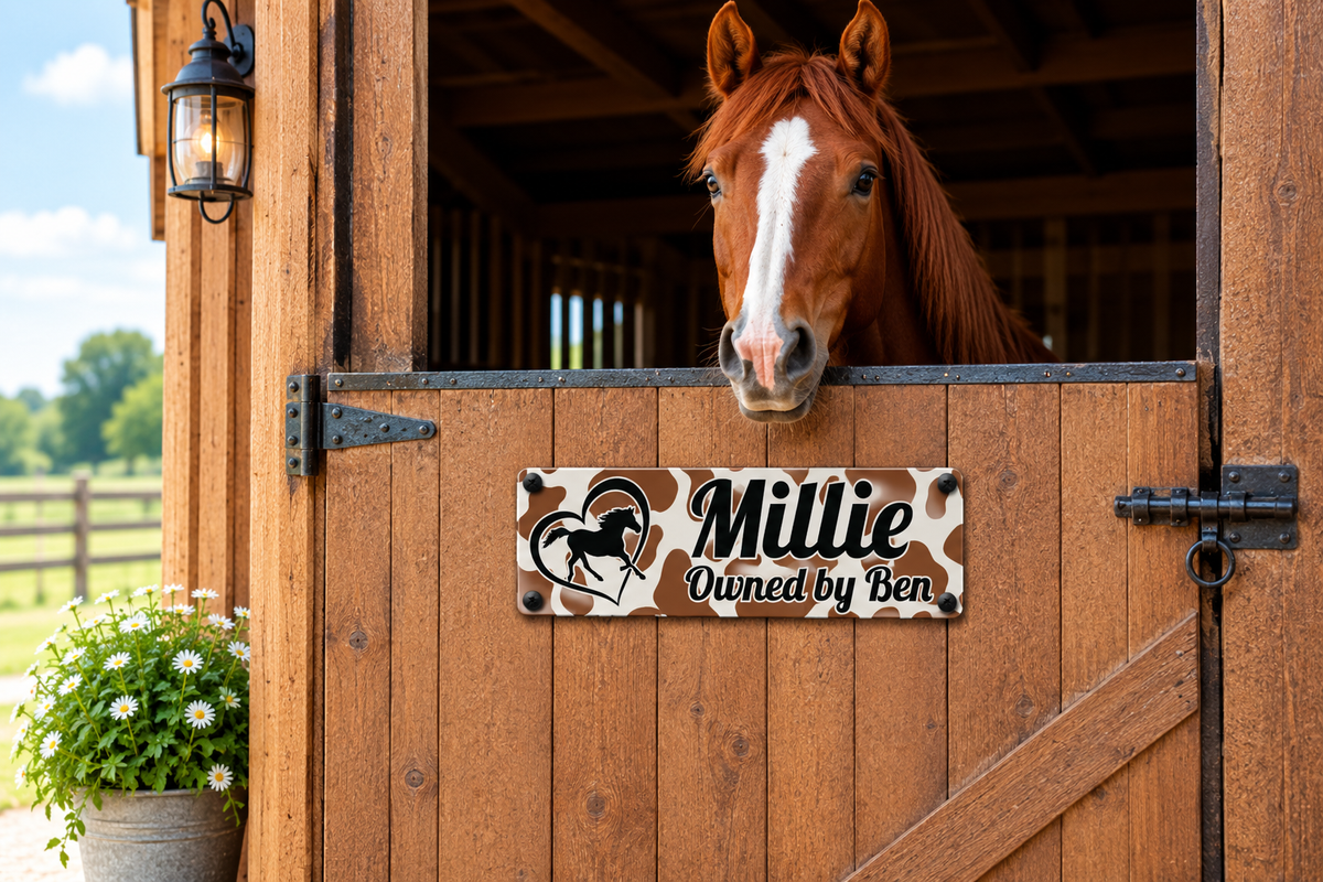 Brown and White Cow print design sign