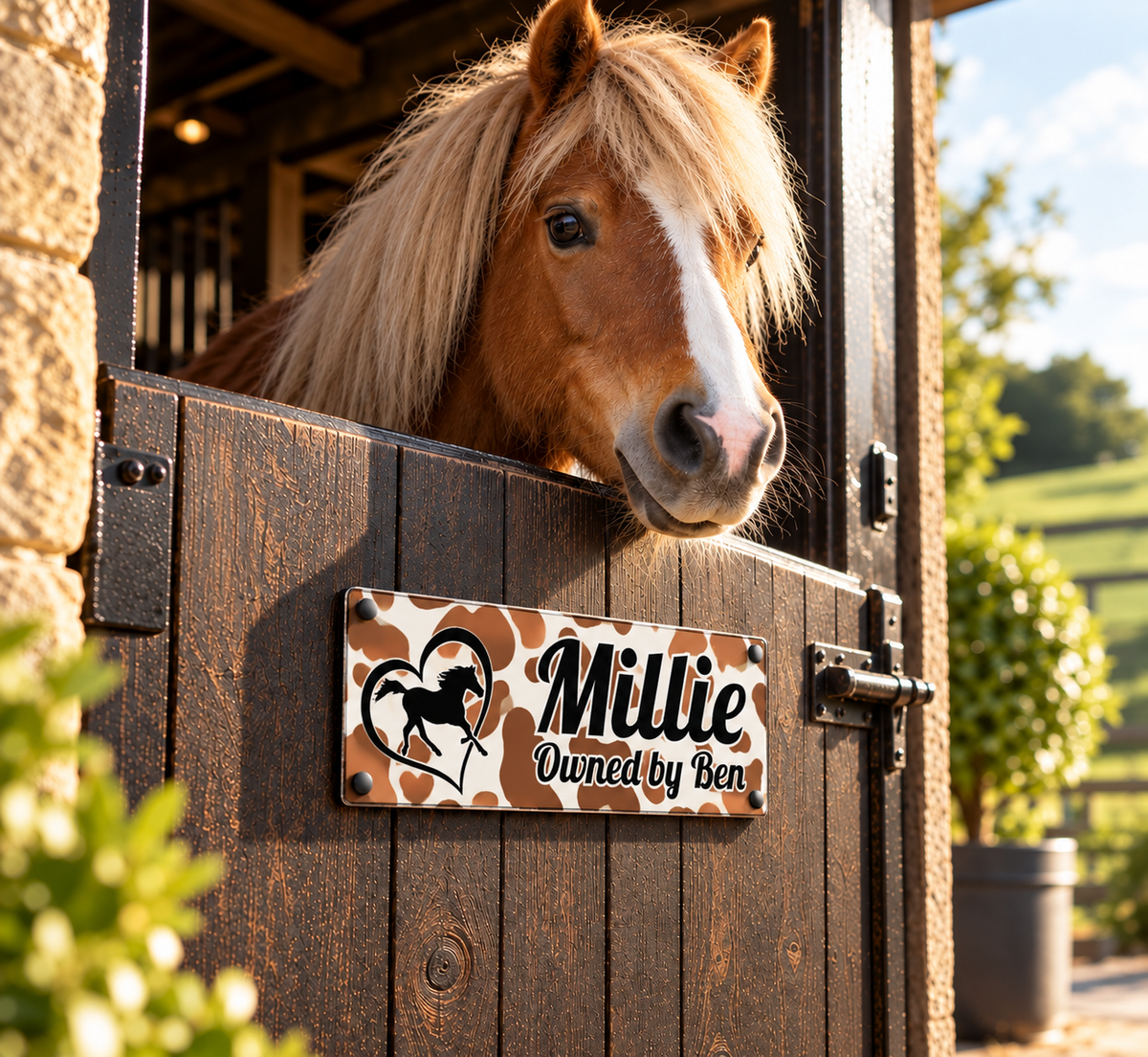 Brown and White Cow print design sign