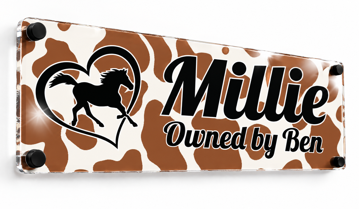 Brown and White Cow print design sign