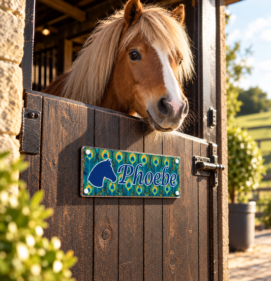 Horse Stable Name sign with Peacock Feather design