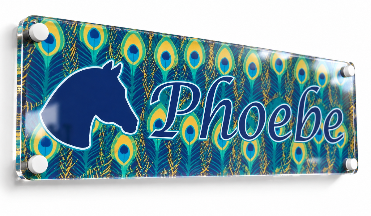 Horse Stable Name sign with Peacock Feather design