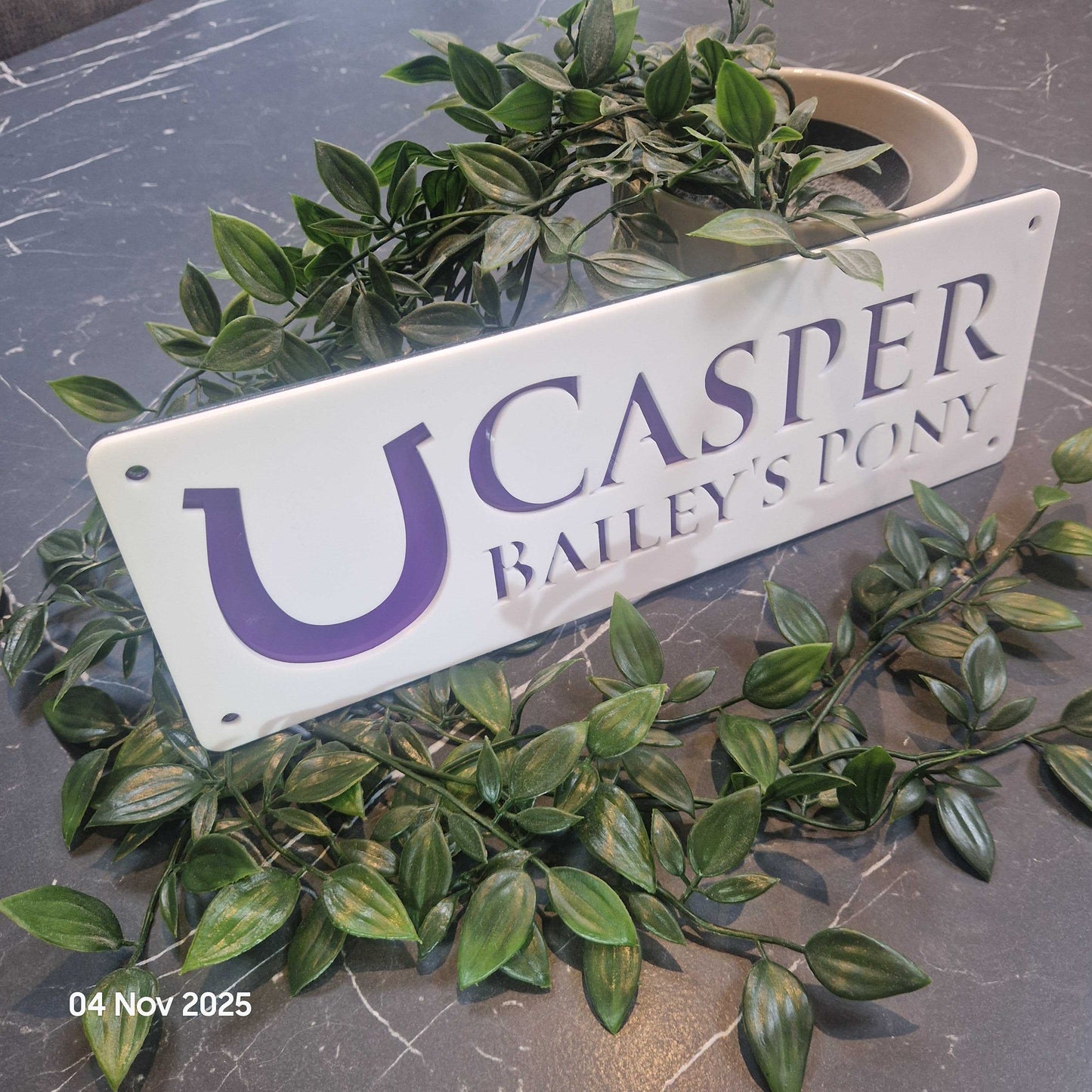 Personalise Your Laser Horse Stable Sign with ALL New Colour options! WHITE front!