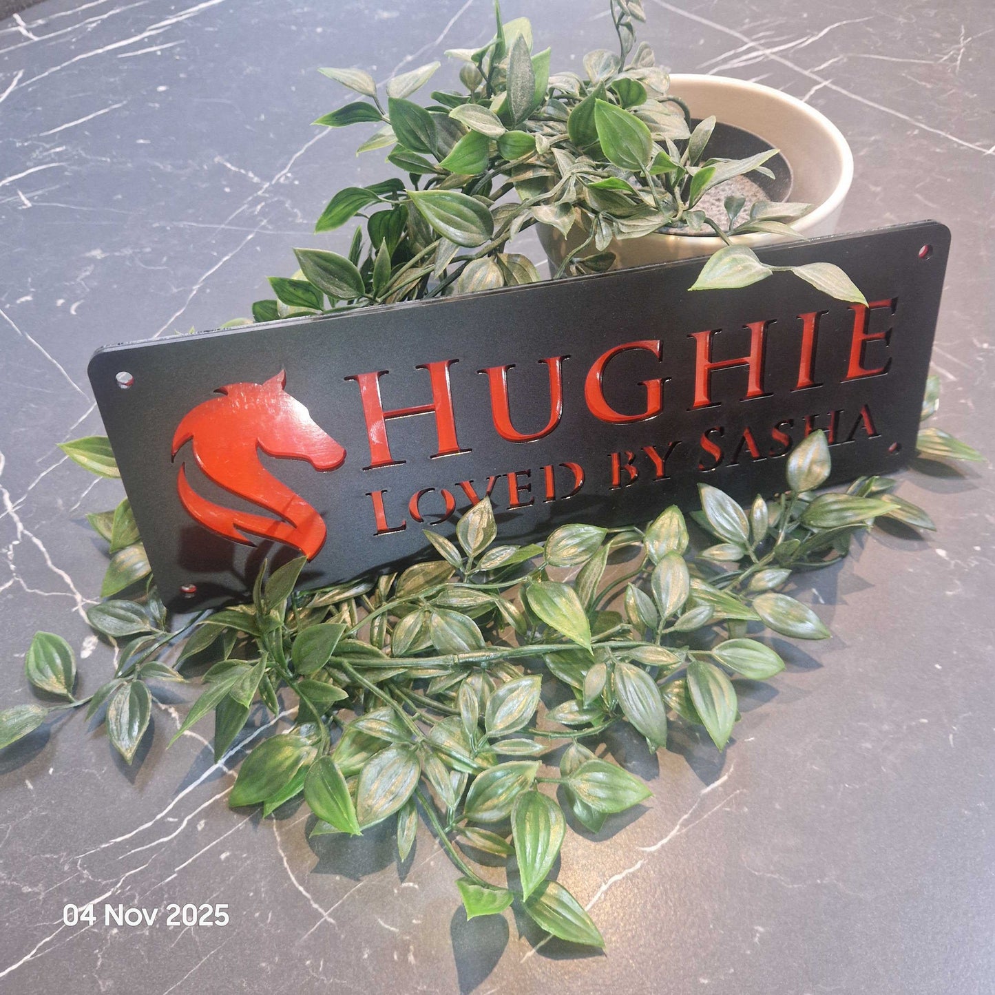 Personalise Your Laser Horse Stable Sign with ALL New Colour options! Black front!