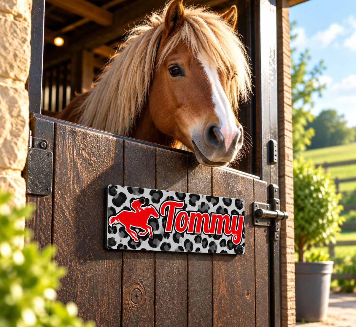 Grey Leopard Design with Red Writing