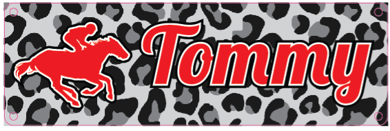 Grey Leopard Design with Red Writing